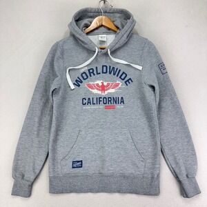 California Worldwide Hoodie Womens Medium Heather Grey Terry Pullover Casual